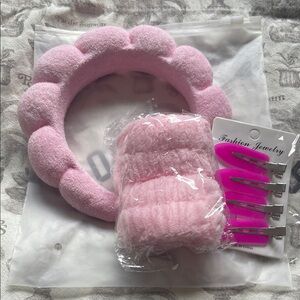 Pink Headband and Hair Clips Set